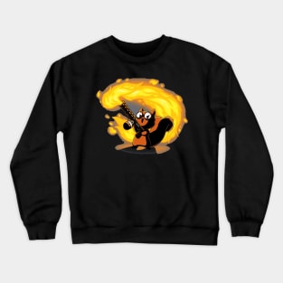 Cute Funny Cool Magical Squirrel With Fire Gun  Animal Lover Quote Artwork Crewneck Sweatshirt